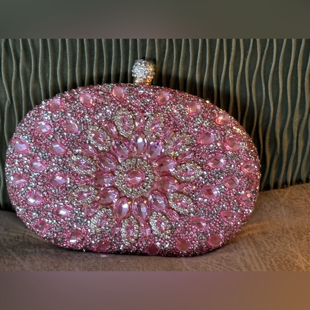 Sparkling Pink Gemstone Evening Clutch